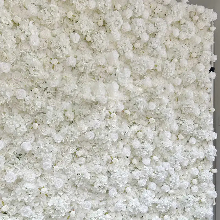 Floral wall backdrop featuring white flowers perfect for prom and events