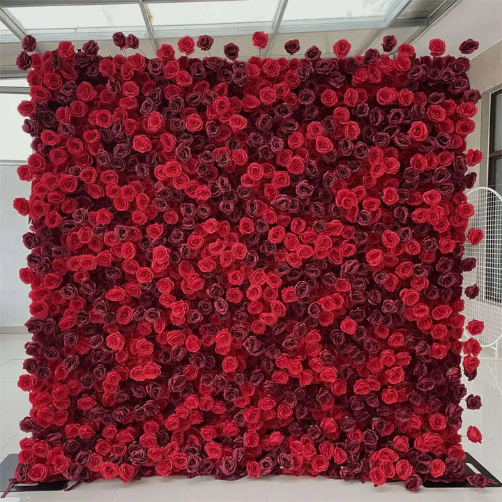 Rich and lush red rose backdrop, crafted for memorable wedding ceremonies and parties.