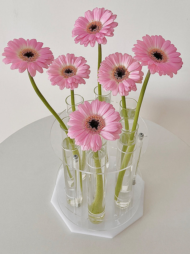 Rotating Clear Glass Test Tube Vase