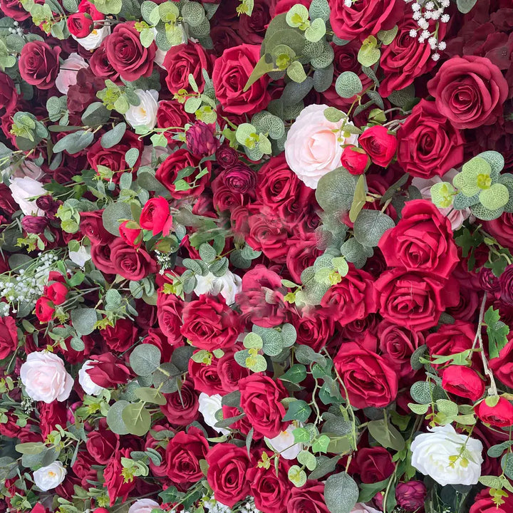 Close-up of romantic red and white wall flowers
