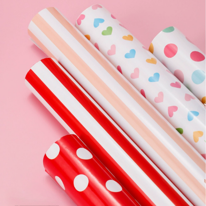 Bright and colorful polka dot wrapping paper for gifts.