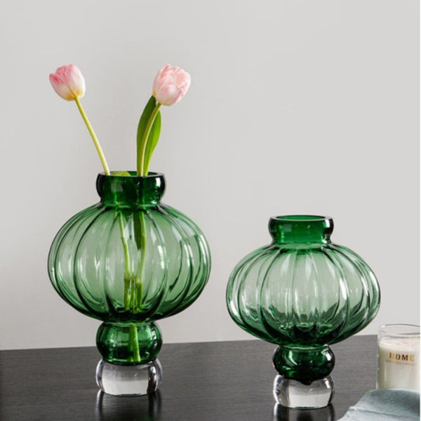 Lantern Shaped Art Glass Vase
