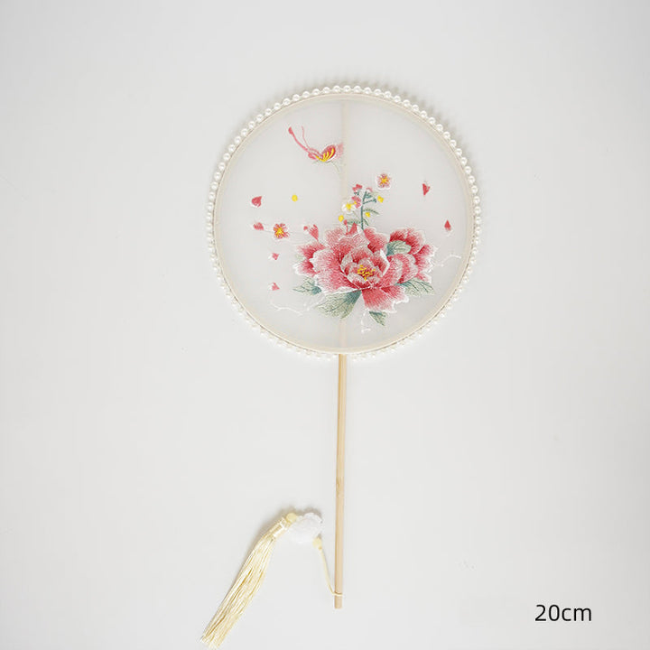 Chinese Embroidery Pearl Fan, perfect as floral supply.