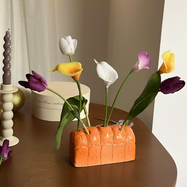 Toast Bread Shape Unique Ceramic Flower Vase