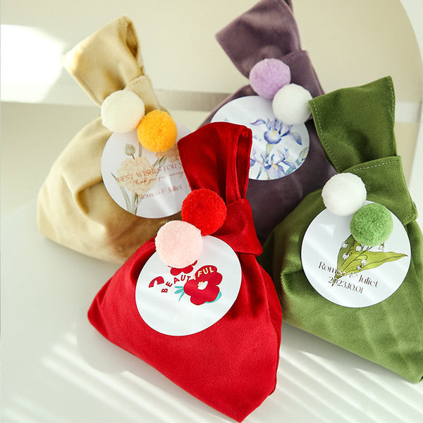 Reusable Velvet Gift Bags with Pom-pom Pack 10