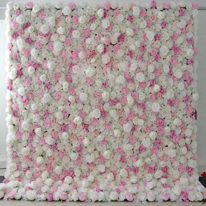 Soft white and pink rose flower wall backdrop for weddings and parties