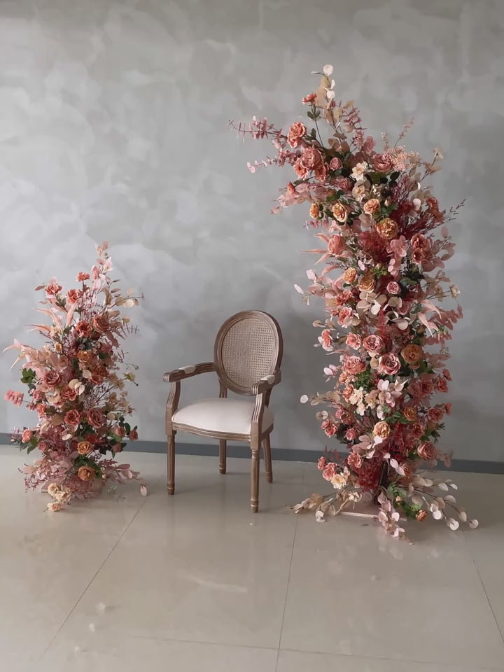 Flower Arch Orange Rose Artificial Horn Floral Event Proposal Wedding Decoration