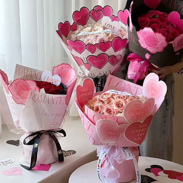 3D Heart Rose Bouquet Wrap Paper Pack 20 (35x50cm) is a delightful addition to your valentine flowers collection.
