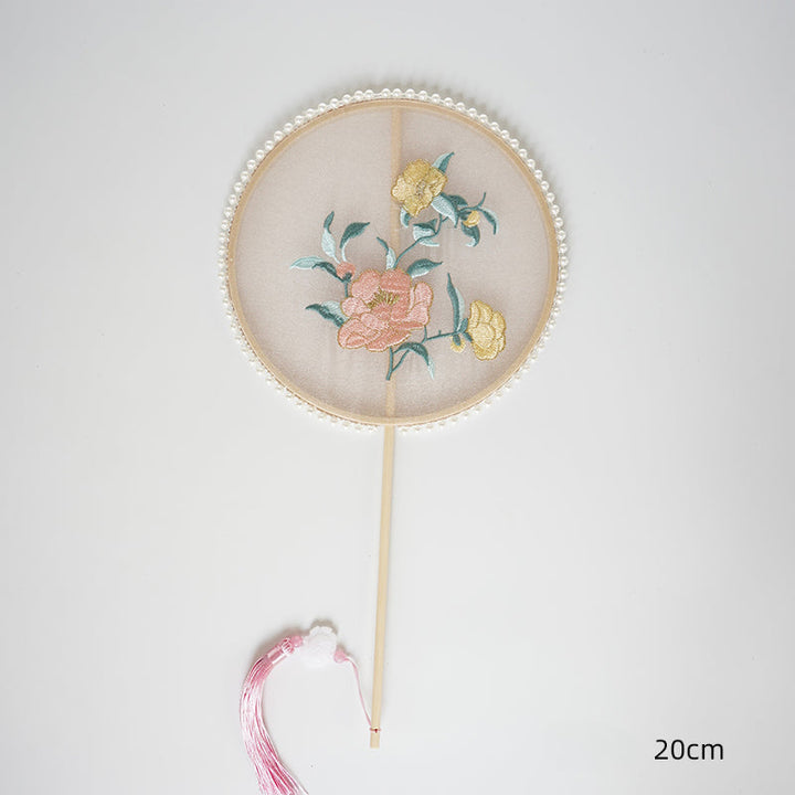 Chinese Embroidery Pearl Fan, perfect as florist supplies.