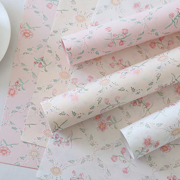 Retro Style Floral Wrapping Paper Pack 15 (50x58cm)