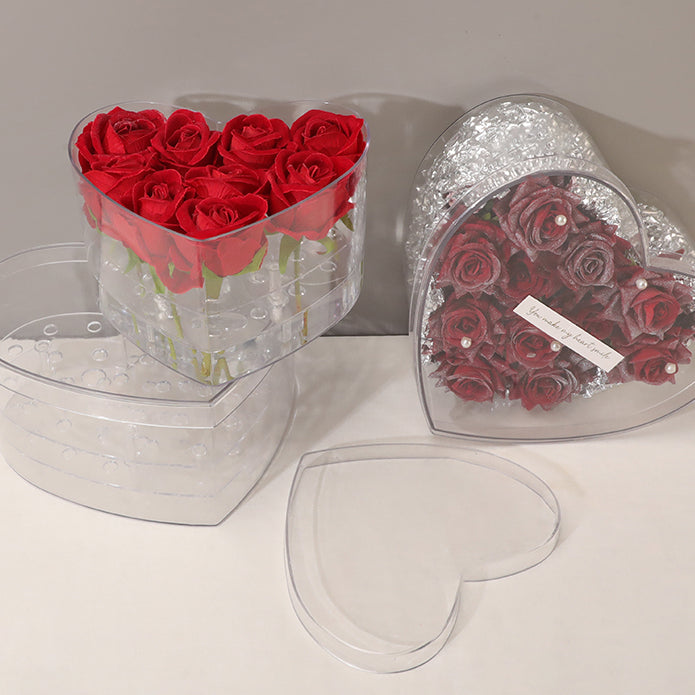 Heart-shaped Clear Acrylic Rose Arrangement Box