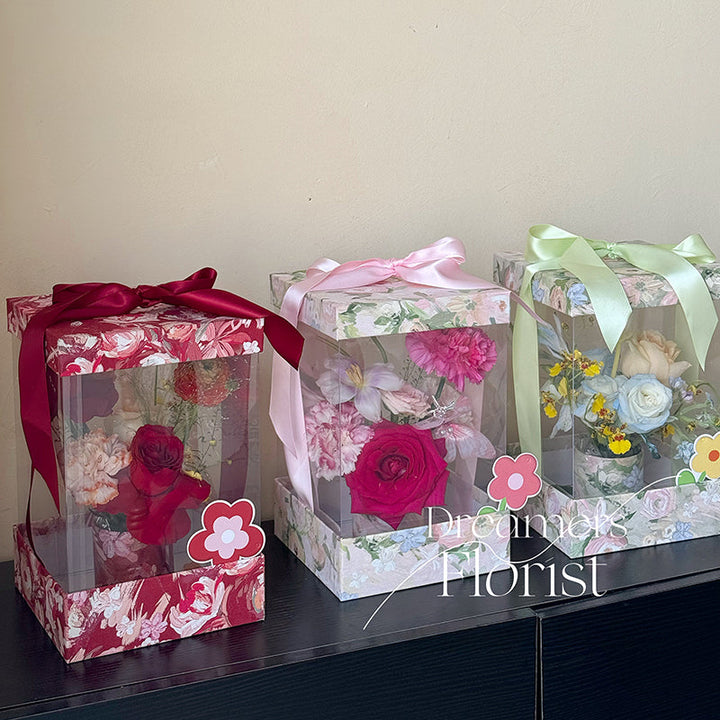 Transparent Square Floral Gift Box for Mother's Day