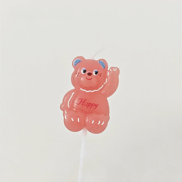 5pcs Cute Pink Teddy Bear Birthday Candles