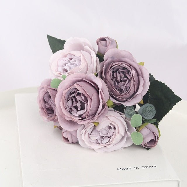 1 Bouquet 9 heads Artificial Flowers Peony Tea Rose Autumn Silk Fake Flowers for DIY Living Room Home Garden Wedding Decoration, perfect as silk flowers.