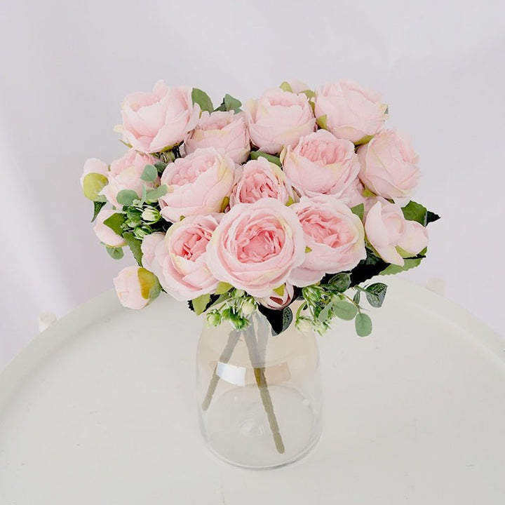 1 Bouquet 9 heads Artificial Flowers Peony Tea Rose Autumn Silk Fake Flowers for DIY Living Room Home Garden Wedding Decoration, perfect as artificial flowers.