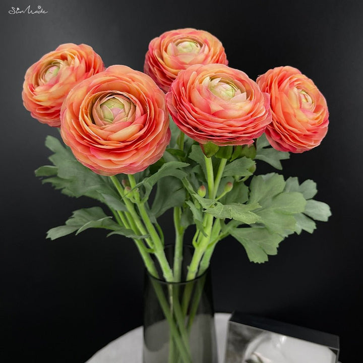 1-Head Peach Ranunculus Artificial Flower Branch, perfect as silk flower.