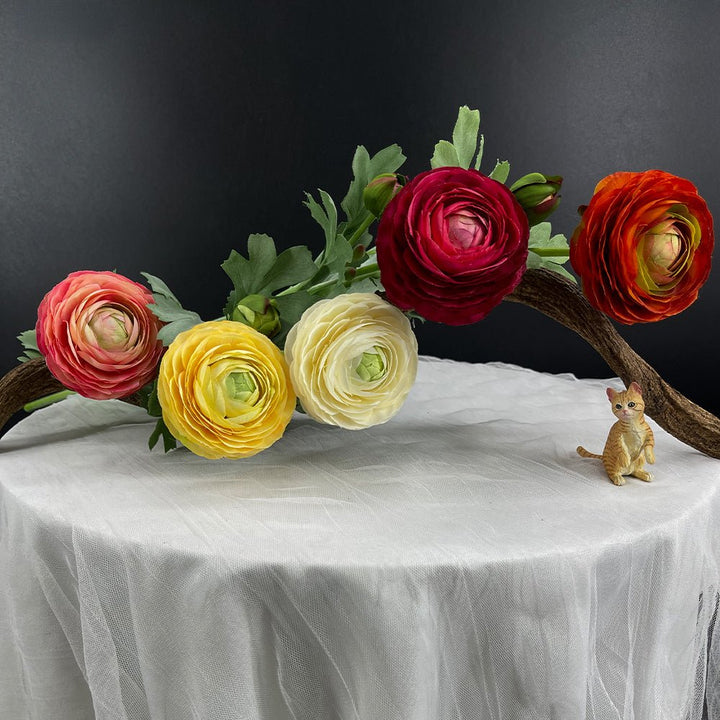 1-Head Peach Ranunculus Artificial Flower Branch, perfect as flower stem.