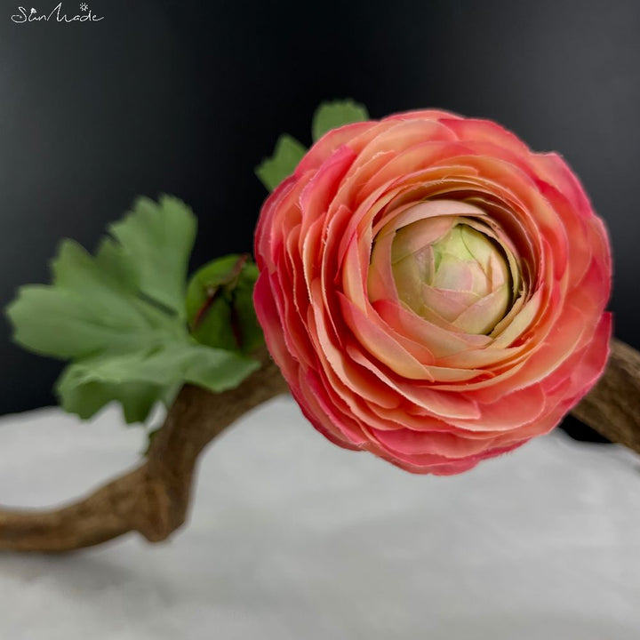 1-Head Peach Ranunculus Artificial Flower Branch, perfect as faux flowers.