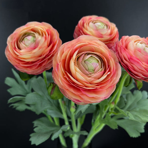 1-Head Peach Ranunculus Artificial Flower Branch, perfect as silk flower.