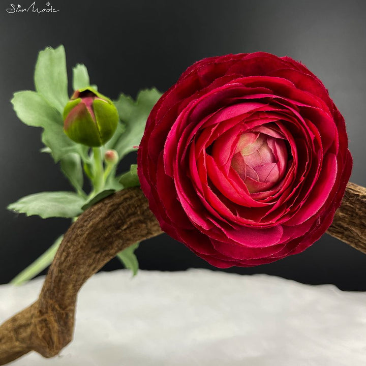 1-Head Peach Ranunculus Artificial Flower Branch, perfect as flower stem.