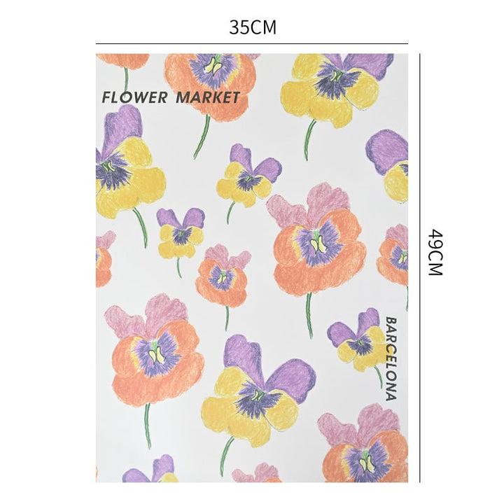 10 Counts Korean Floral Print Bouquet Wrapping Paper