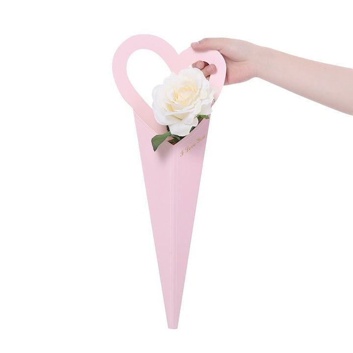 10 Counts Korean Style Heart Paper Flower Bouquet Bags for Single Flower 7.1 x 18 Inch is a delightful addition to your valentine's day flowers collection.