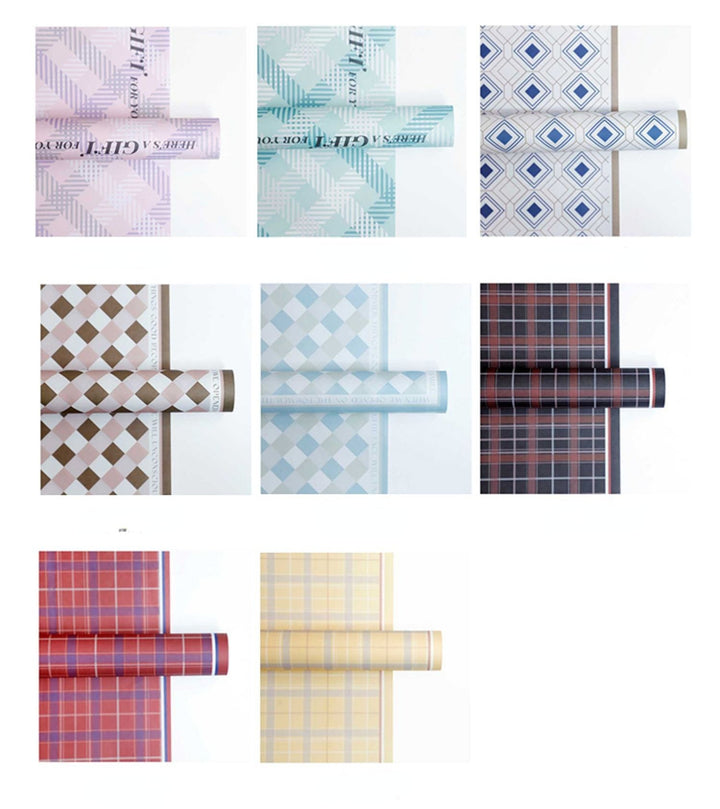 10 Counts Plaid Waterproof Bouquet Wrapping Paper