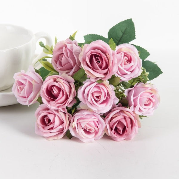 10 Heads Artificial Flowers Silk Roses Bouquet, perfect as silk flower.