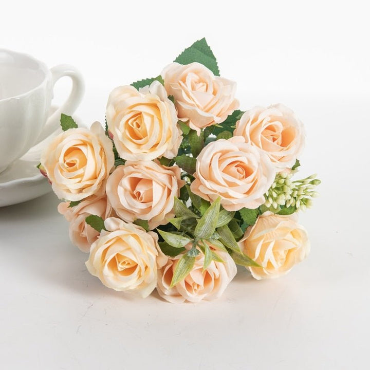 10 Heads Artificial Flowers Silk Roses Bouquet, perfect as silk flowers.