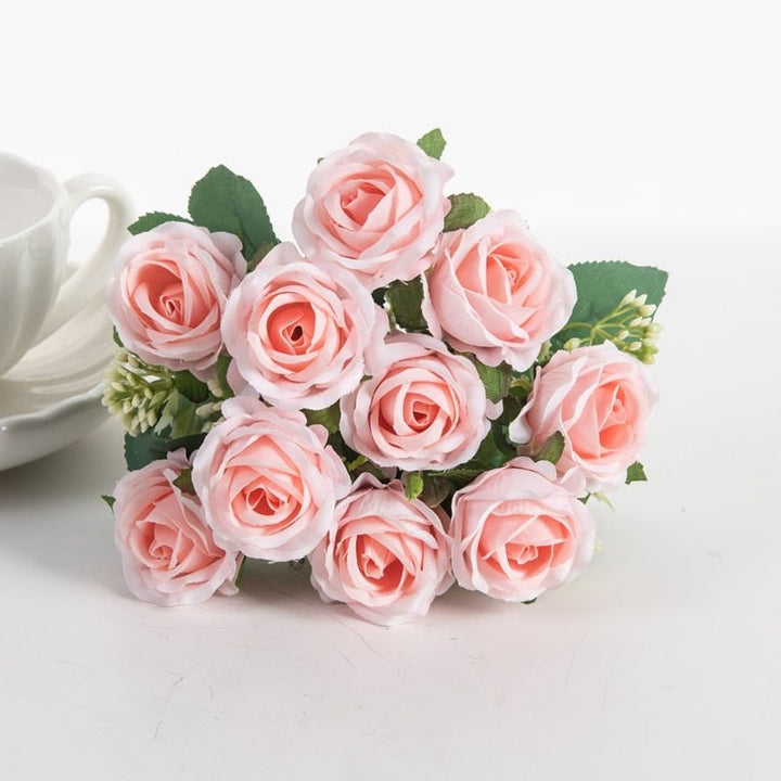 10 Heads Artificial Flowers Silk Roses Bouquet, perfect as artificial flowers.