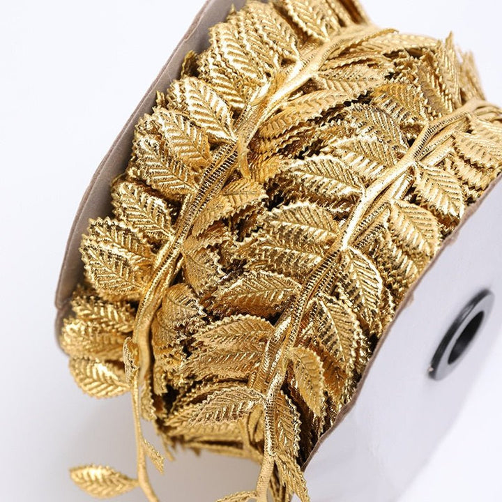 10 Meters Golden Silver Leaf Ribbon for Crafts