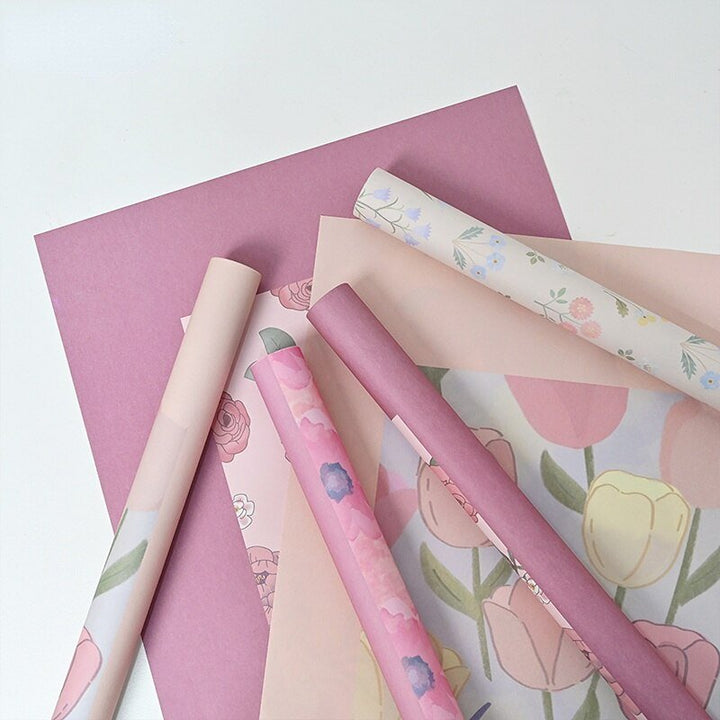 10 Sheets Waterproof Pastoral Floral Bouquet Wrapping Paper