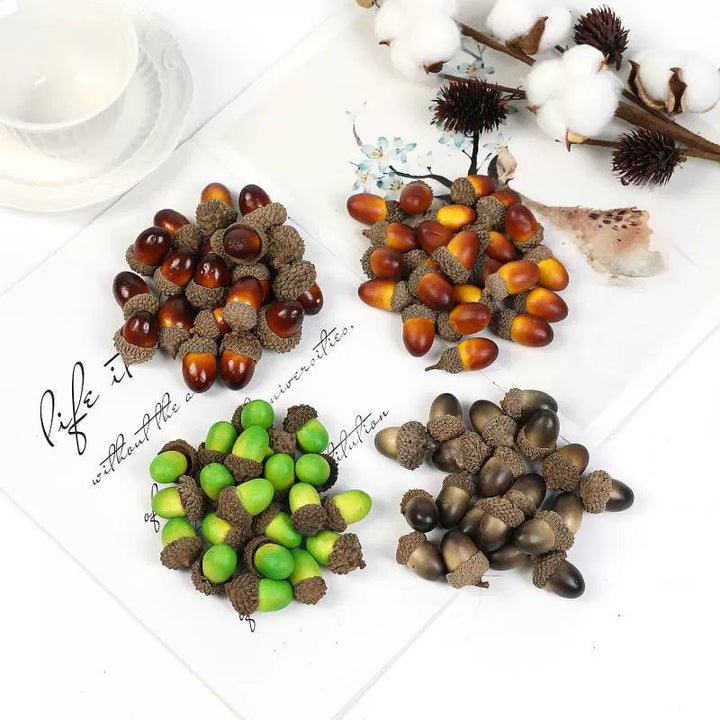 100pcs Artificial Mini Acorns for Crafts is a perfect addition to your florist supply collection.