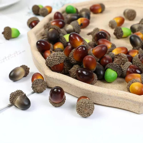 100pcs Artificial Mini Acorns for Crafts is a perfect addition to your florist supply collection.