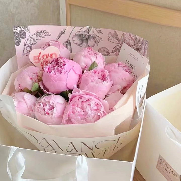 10pcs Floral Illustration Bouquet Packaging Paper