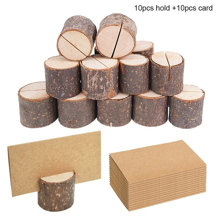 10pcs Natural Wooden Party Table Card Holders