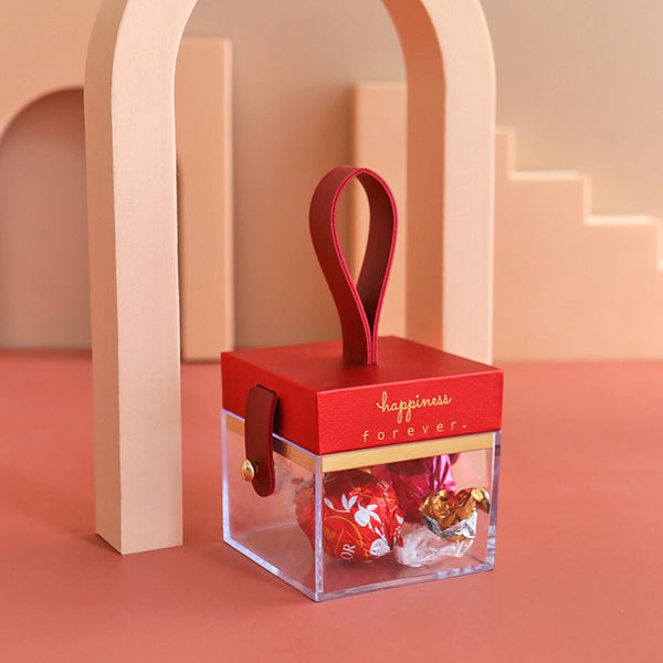 10 pieces of present box for Pink Wedding Sugar Chocolate, each measuring 5x5x5cm.