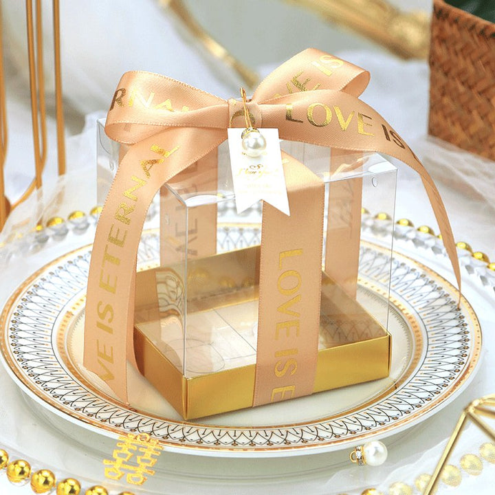 10 pieces of dollar tree gift boxes for Pink Wedding Sugar Chocolate, each measuring 5x5x5cm.