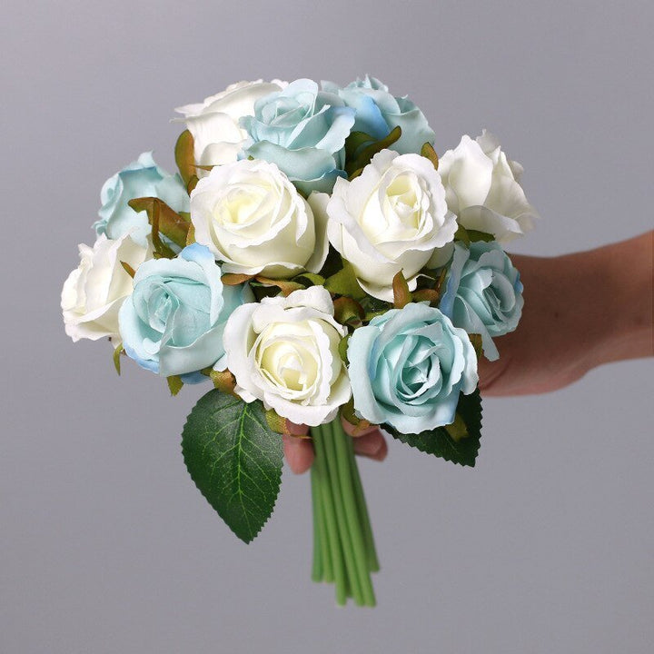 12pcs Artificial Silk Roses Flower Bouquet, perfect as silk flowers.