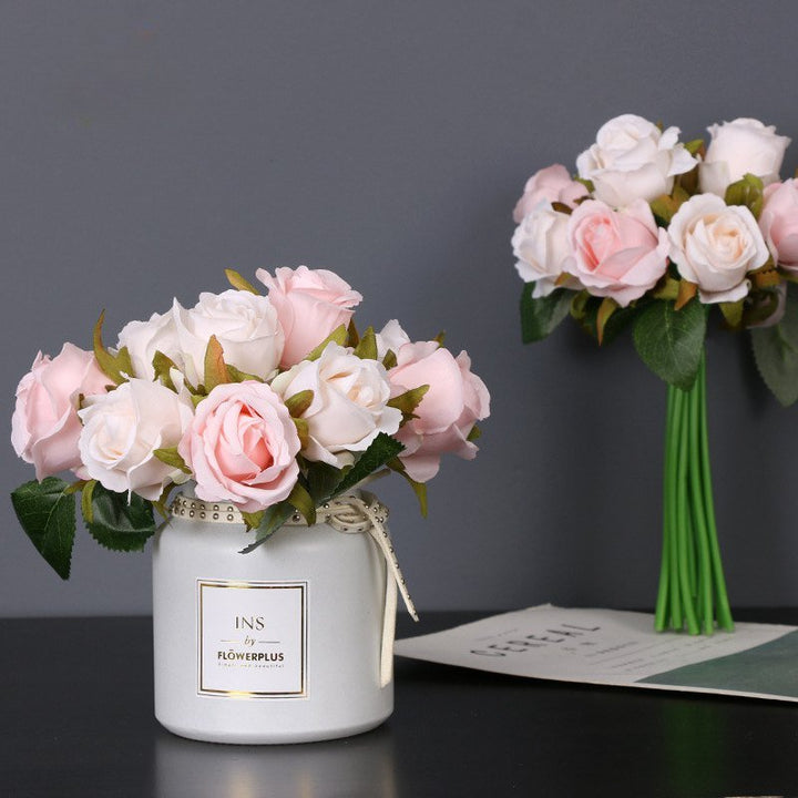 12pcs Artificial Silk Roses Flower Bouquet, perfect as artificial flowers.