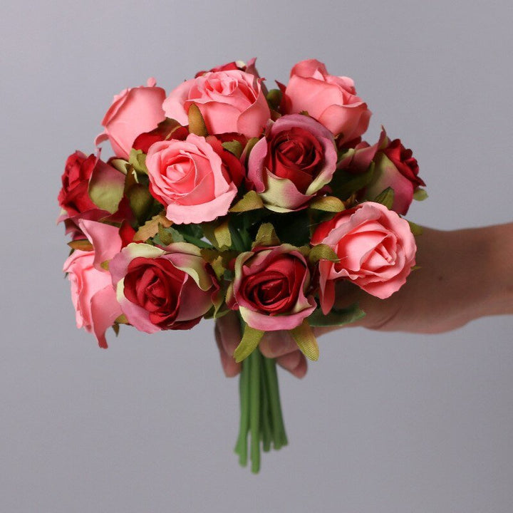 12pcs Artificial Silk Roses Flower Bouquet, perfect as silk flowers.