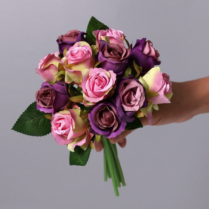 12pcs Artificial Silk Roses Flower Bouquet, perfect as florist fake flowers.