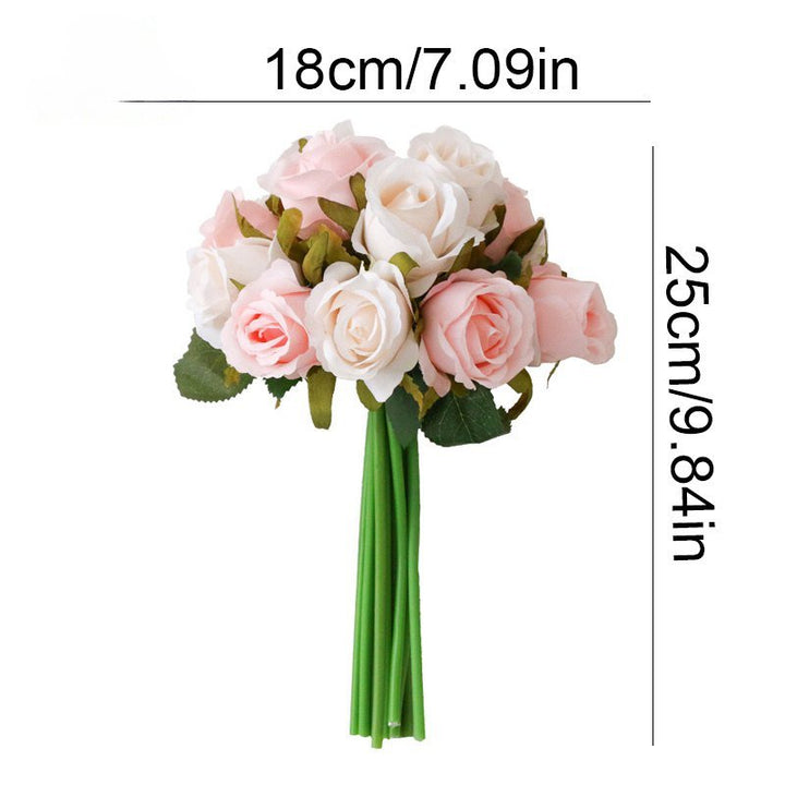 12pcs Artificial Silk Roses Flower Bouquet, perfect as faux flowers.