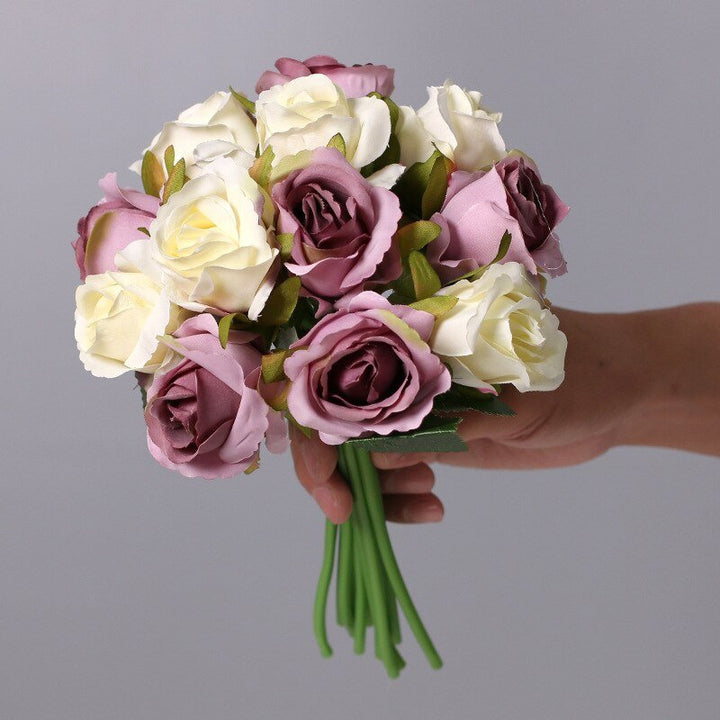 12pcs Artificial Silk Roses Flower Bouquet, perfect as silk flowers.