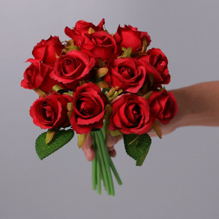 12pcs Artificial Silk Roses Flower Bouquet, perfect as artificial flowers.