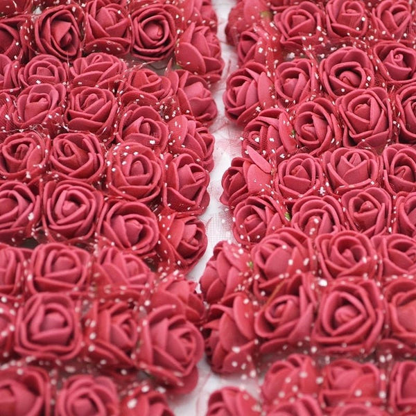 144pcs 2cm Artificial Mini Foam Rose Heads with Tulle is a perfect addition to your florist supply collection.