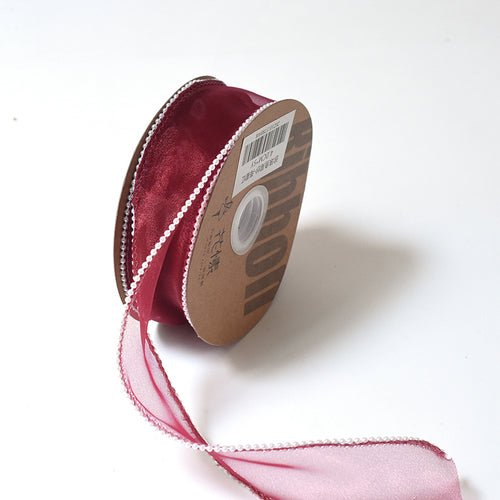 1.5 Inch Sheer Organza Pearl Ribbon for Bridal Bouquets Gifts Wrapping 5 Yard