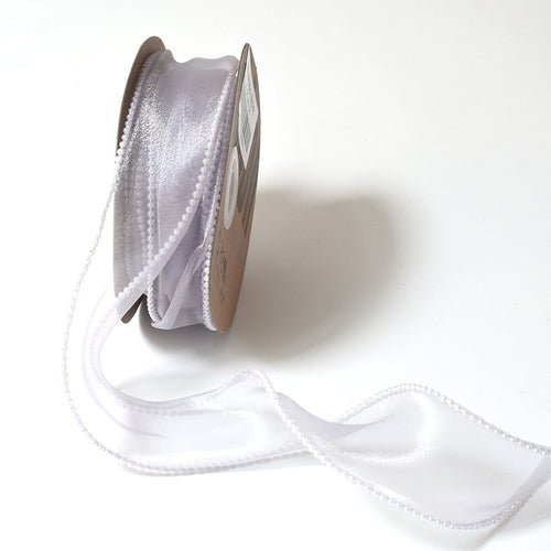 1.5 Inch Sheer Organza Pearl Ribbon for Bridal Bouquets Gifts Wrapping 5 Yard