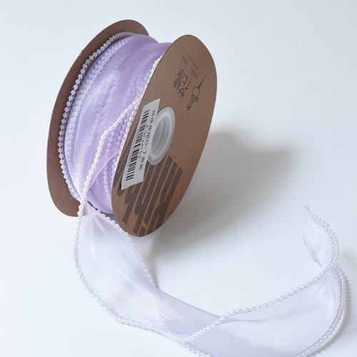 1.5 Inch Sheer Organza Pearl Ribbon for Bridal Bouquets Gifts Wrapping 5 Yard