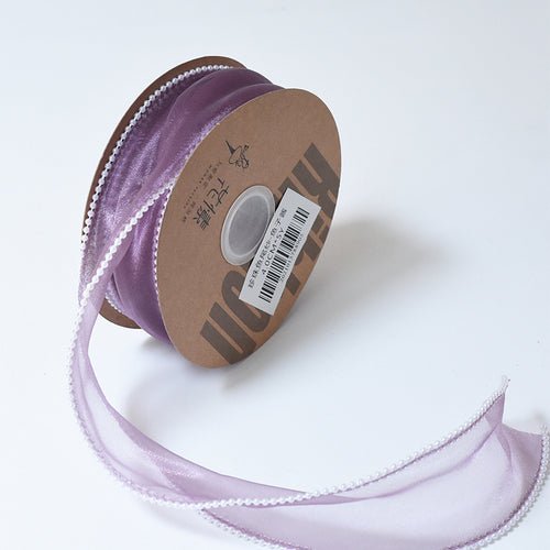 1.5 Inch Sheer Organza Pearl Ribbon for Bridal Bouquets Gifts Wrapping 5 Yard